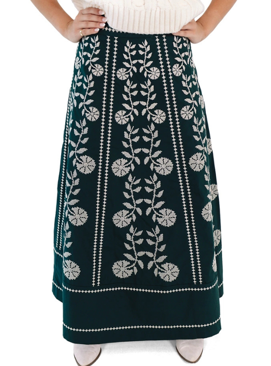 J. Marie Maelan Midi Skirt-Hunter Green