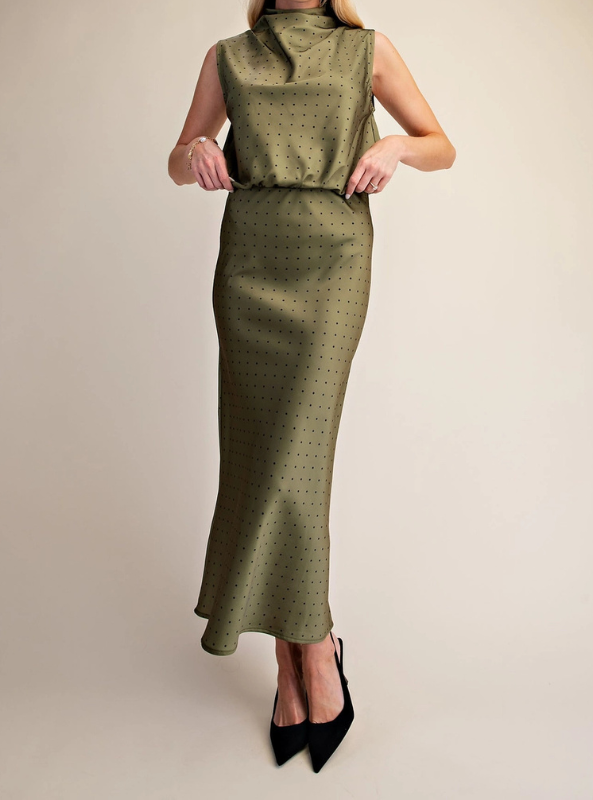 Polka Dot Satin Skirt