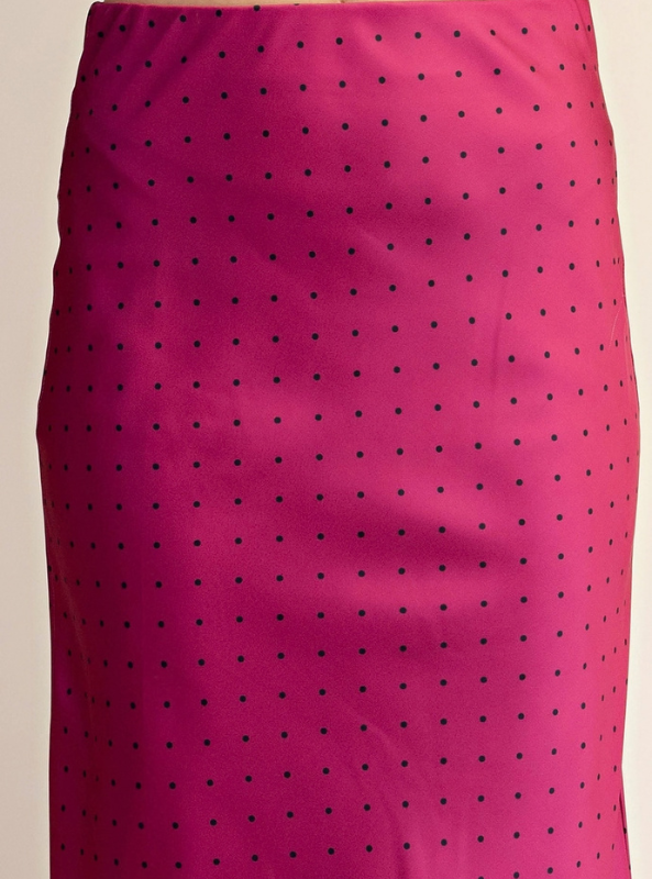 Polka Dot Satin Skirt - Magenta