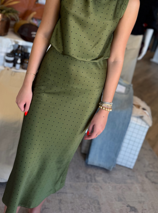Polka Dot Satin Skirt