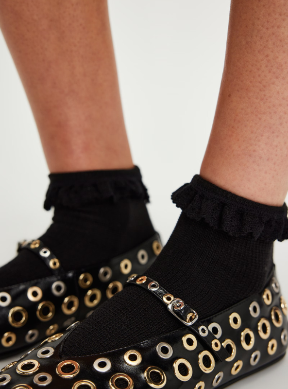 Free People Beloved Waffle Knit Ankle Socks - Black