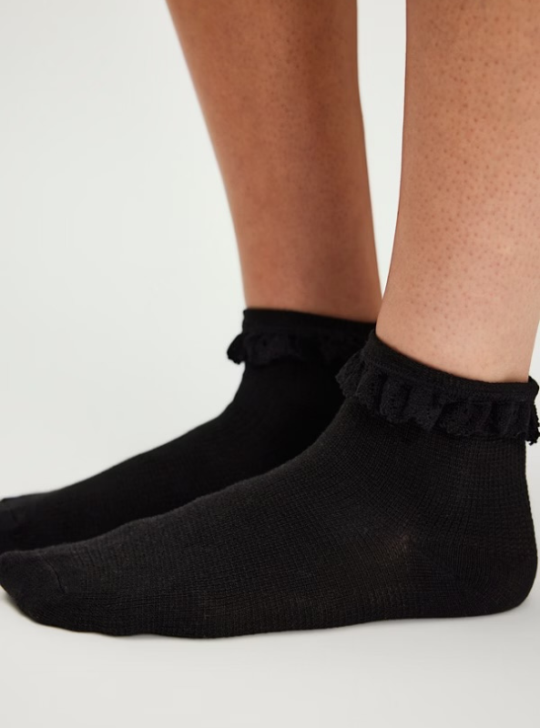 Free People Beloved Waffle Knit Ankle Socks - Black