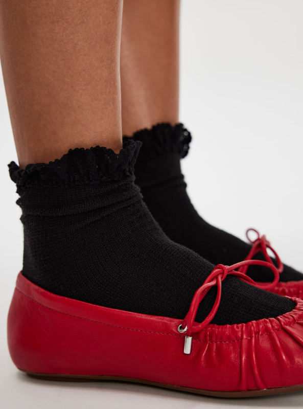 Free People Beloved Waffle Knit Ankle Socks - Black