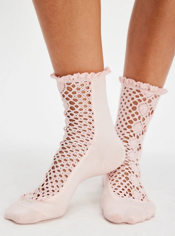 Free People Rubies Crochet Socks - Strawberry