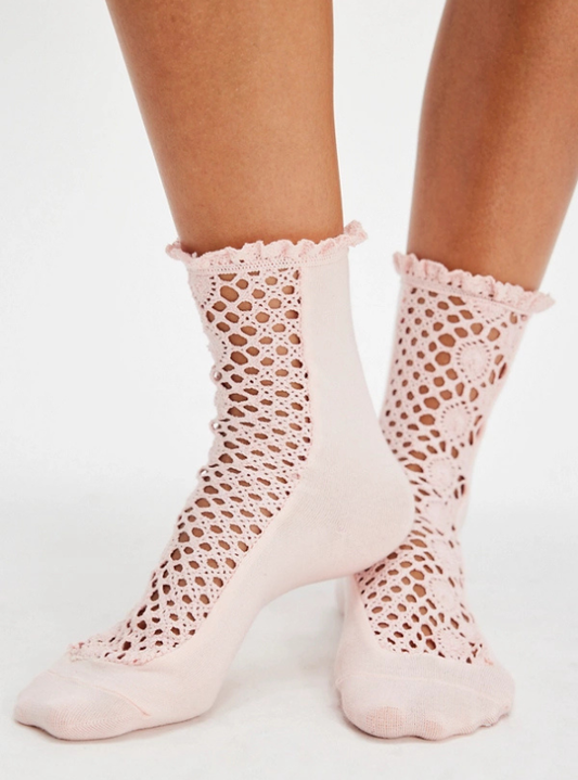 Free People Rubies Crochet Socks - Strawberry