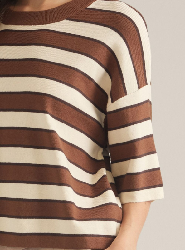 Brown Striped Knit Sweater