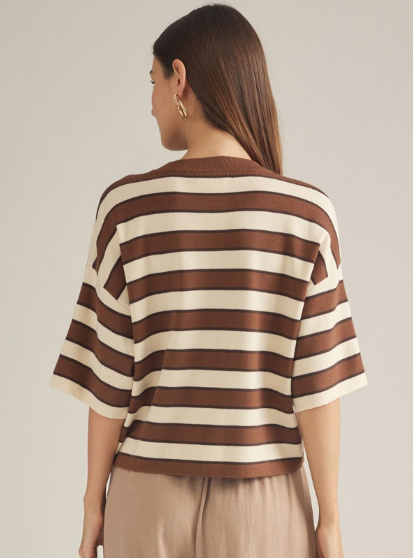 Brown Striped Knit Sweater