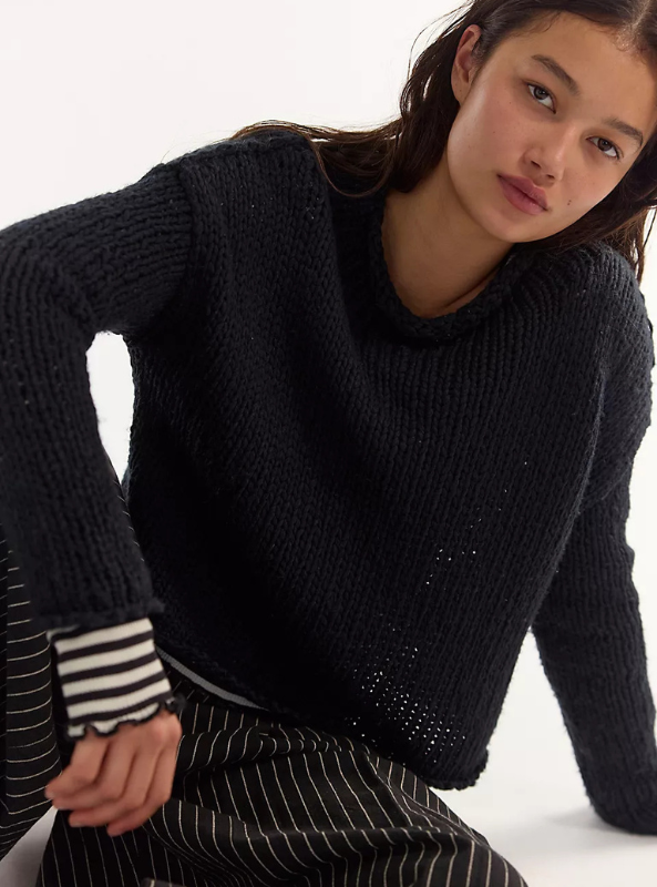 Free People | Opal Rollneck Knit Sweater- Black