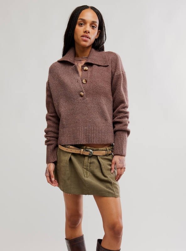Free People | Trading Up Polo- Enchanted Oak Melange