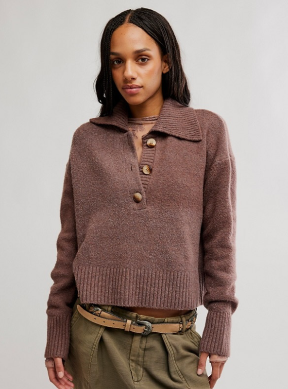 Free People | Trading Up Polo- Enchanted Oak Melange