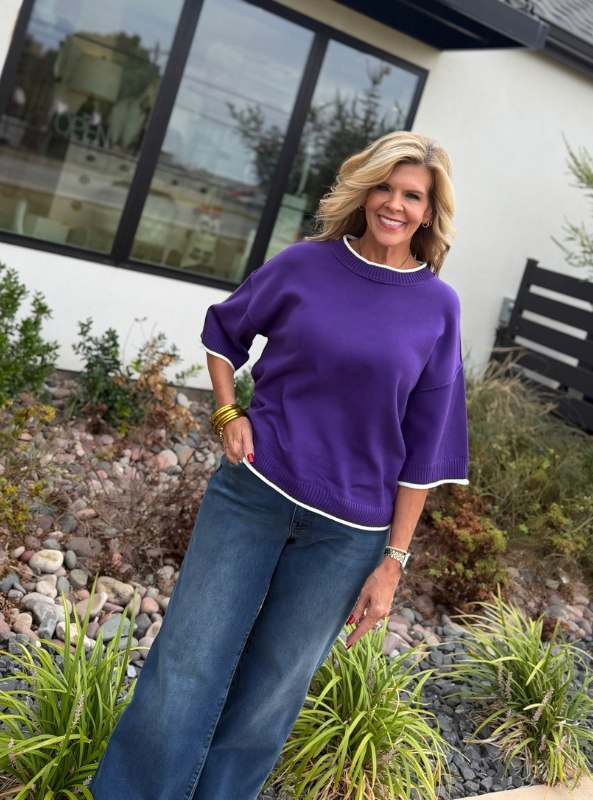 Gameday Purple & White Sweater