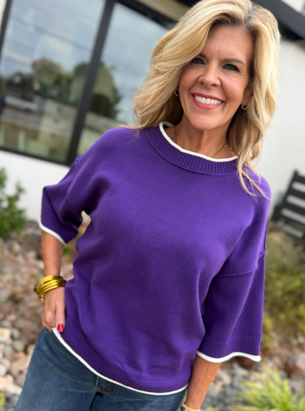 Gameday Purple & White Sweater