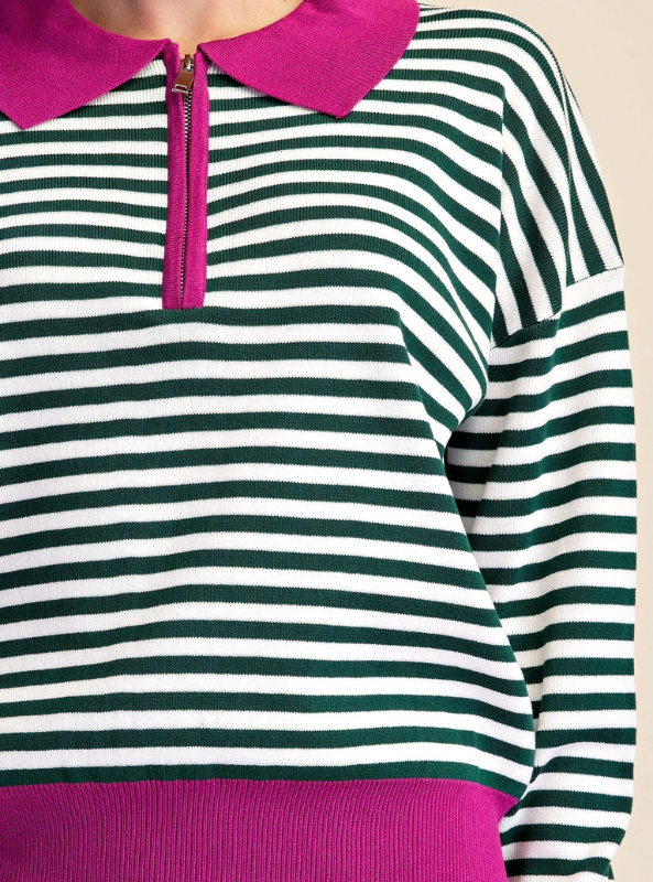 LS Stripe Sweater - Green