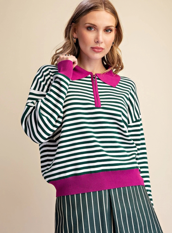 LS Stripe Sweater - Green