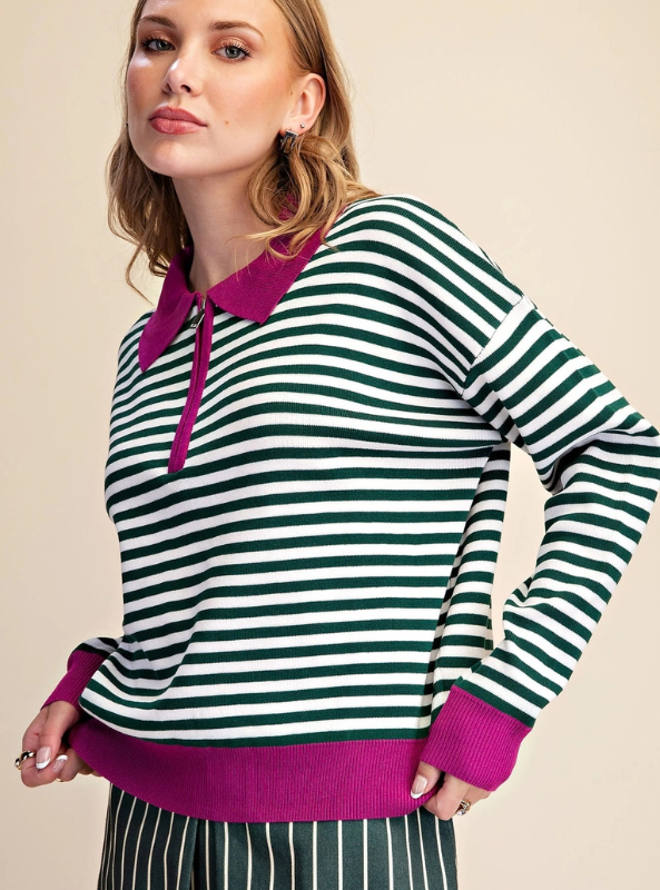 LS Stripe Sweater - Green
