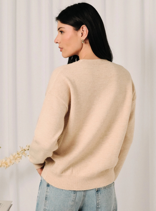 Round Neck Mallard Duck Graphic LS Knit Sweater