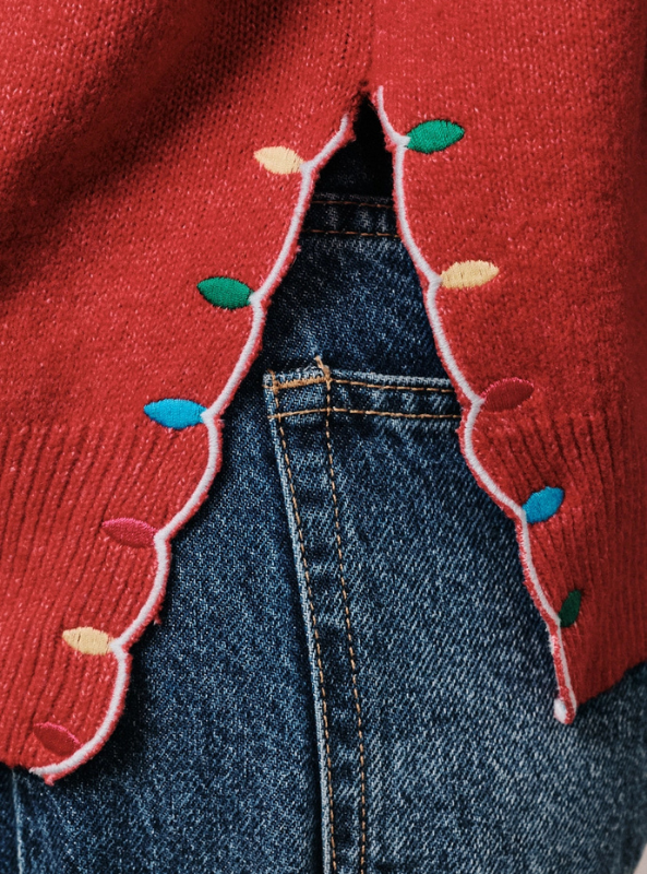 Jordan Mock Neck LS Peace & Joy Sweater - Red