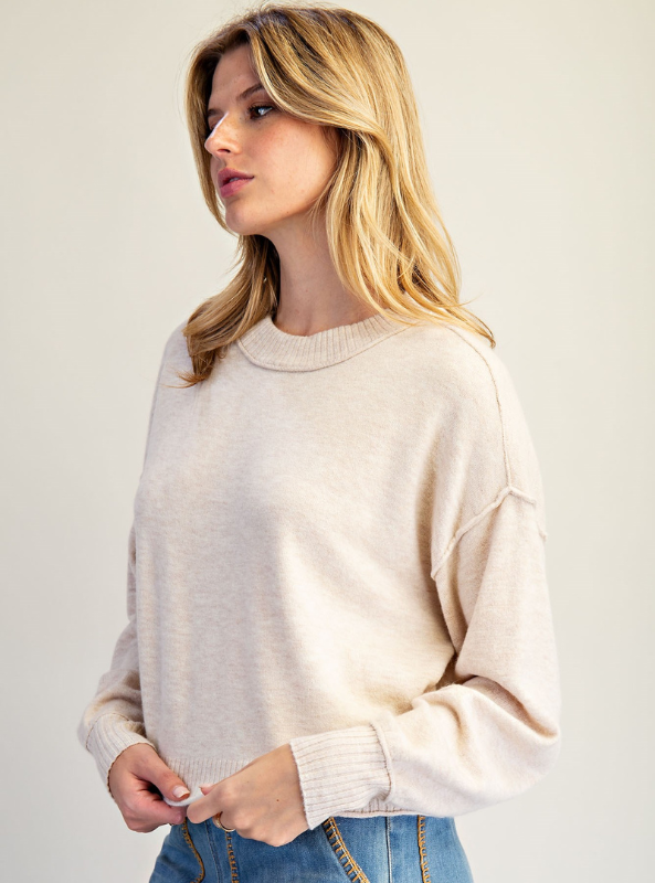 Paige Oatmeal Crew Neck Sweater