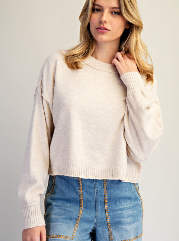 Paige Oatmeal Crew Neck Sweater