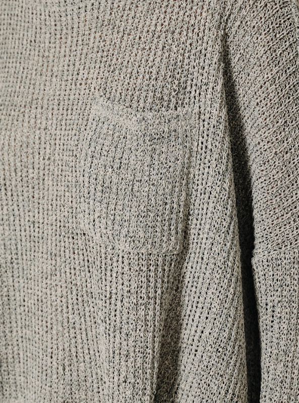 Paige Wide Neck Drop Shoulder LS Pocketed Top - Heather Grey