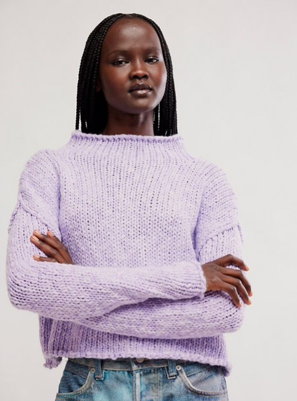 Free People Opal Sweater - Purple Satin