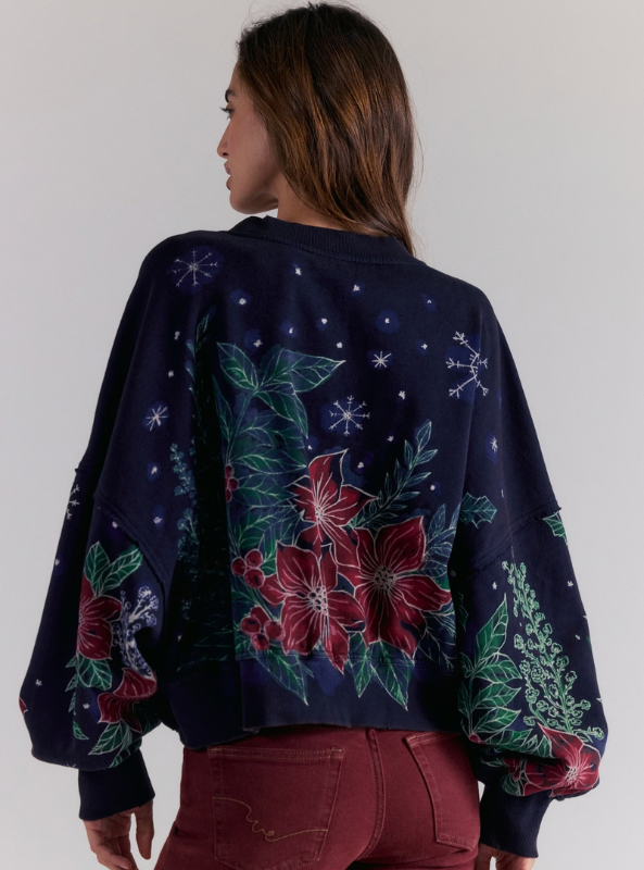Free People Gaia Sweatshirt - Dark Night Combo
