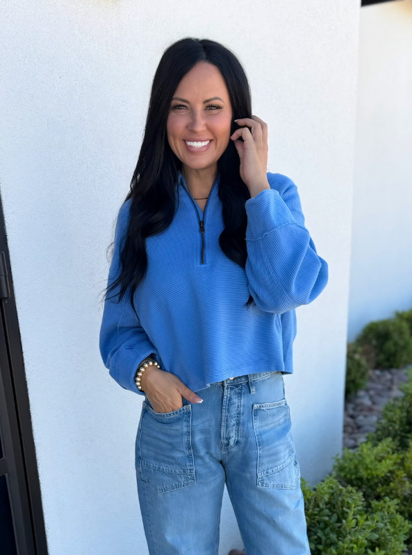 Free People | We The Free Celeste Quarter Zip- Bluebell