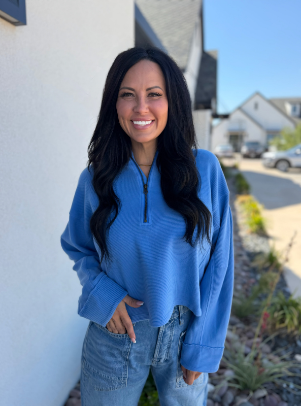 Free People | We The Free Celeste Quarter Zip- Bluebell