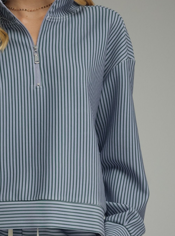 The Hampton Quarter Zip- Hunter Green/ Blue