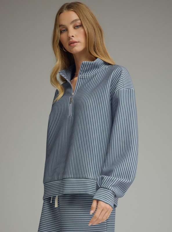 The Hampton Quarter Zip- Hunter Green/ Blue