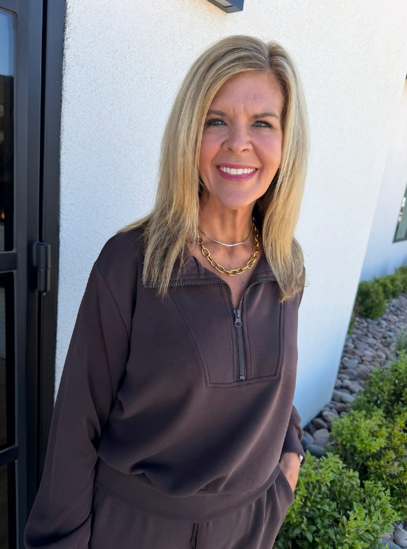 The Tate Quarter Zip- Espresso