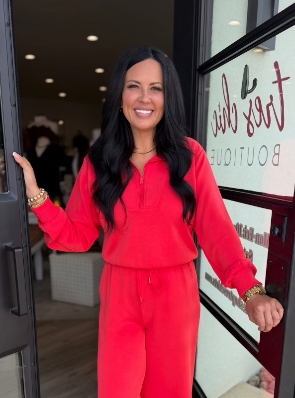 The Tate  Quarter Zip- Red