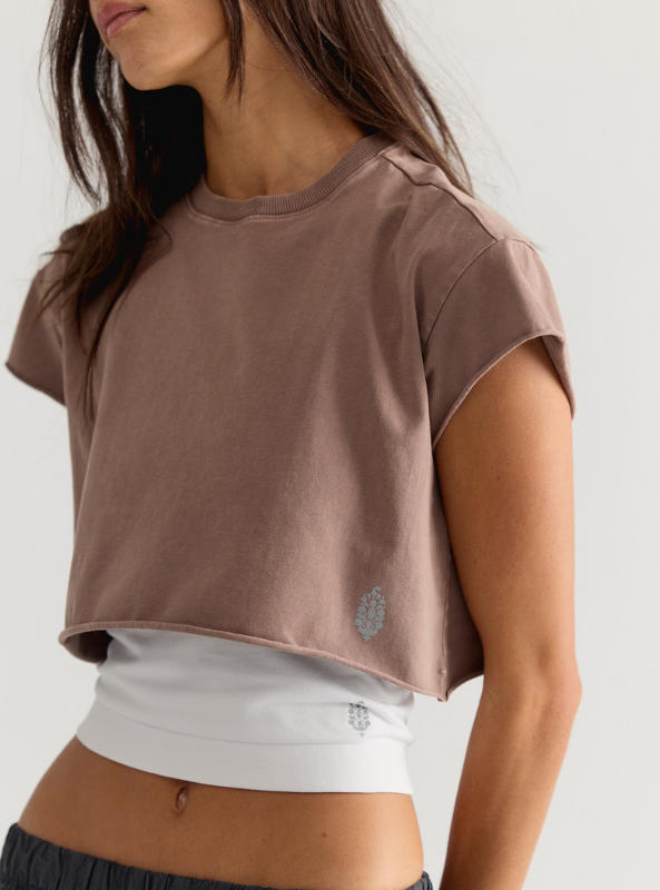 FP Movement | Hot Shot Cropped Tee- Sandstorm