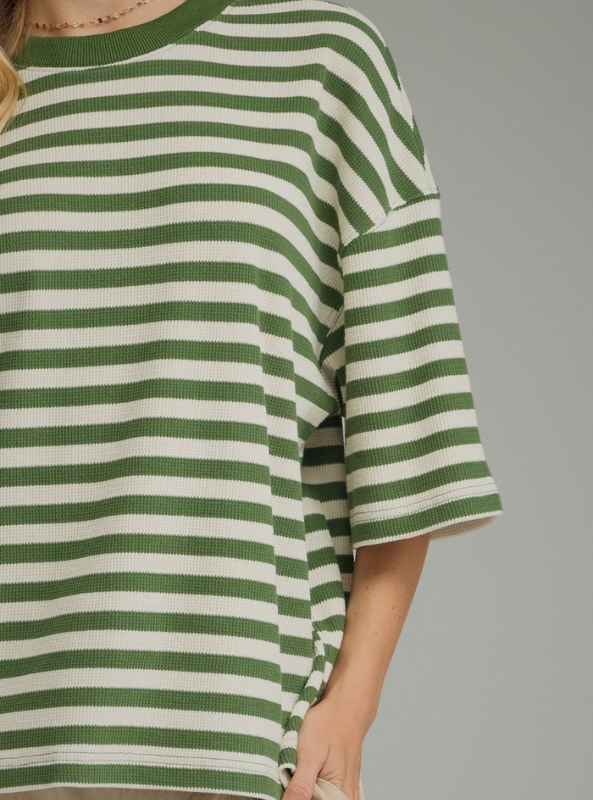 Olive Stripe Top