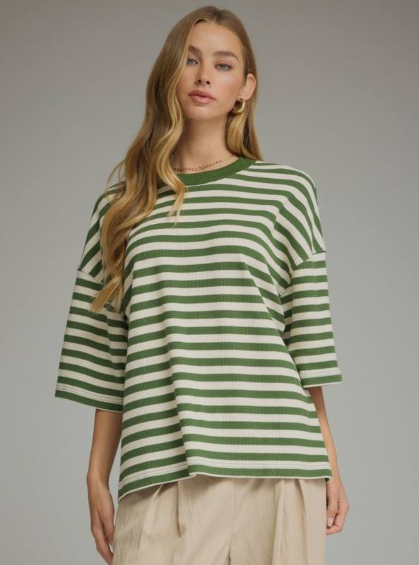 Olive Stripe Top