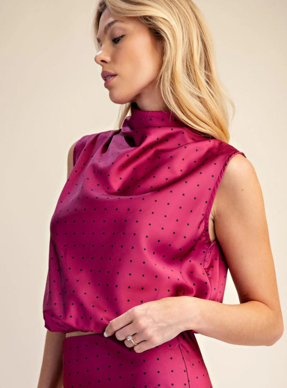 Magenta Polka Dot Top