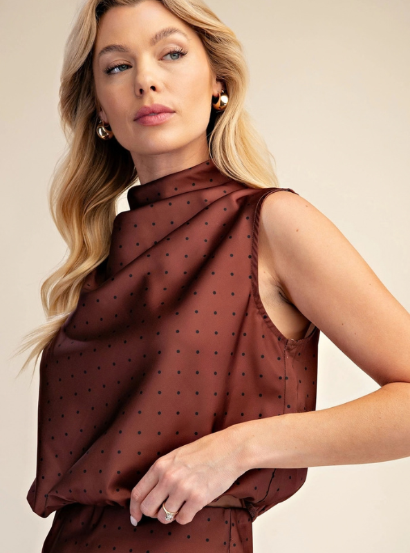 Mocha Polka Dot Top