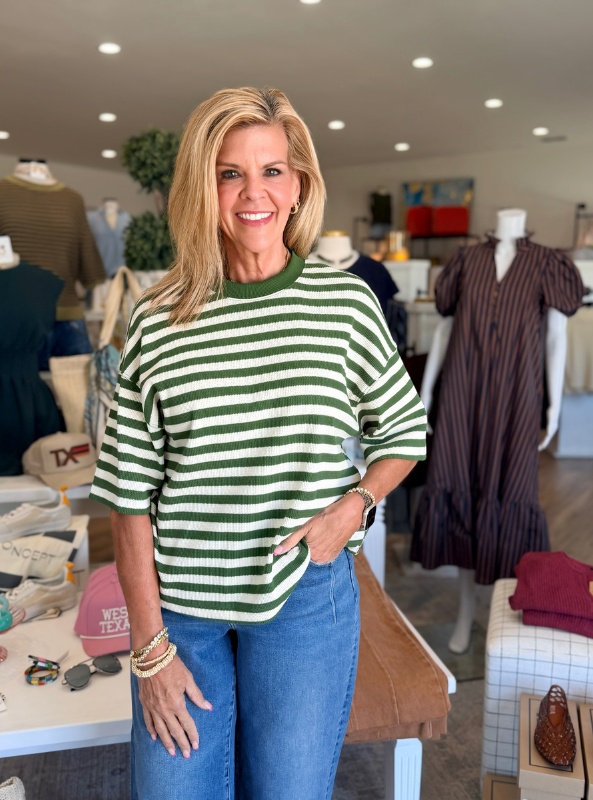 Olive Stripe Top