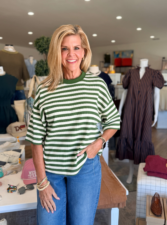 Olive Stripe Top