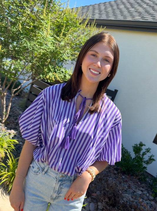 Purple Balloon Tassel Top
