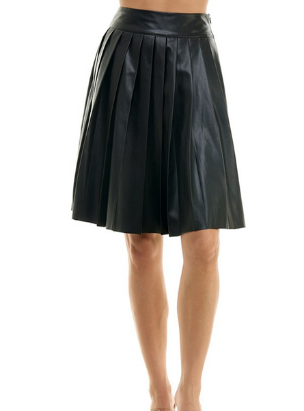 High Rise Pleated Skirt- Black