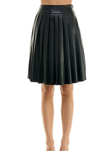 High Rise Pleated Skirt- Black
