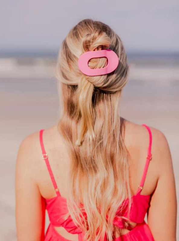 Paradise Pink Medium Flat Round Hair Clip - Tres Chic Boutique