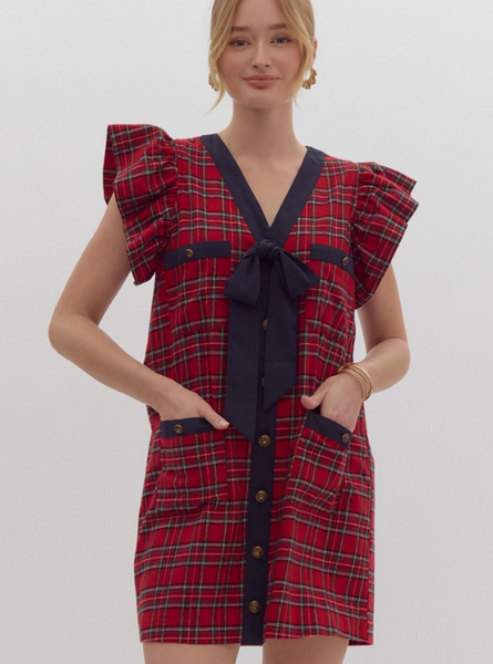 Plaid Button Dress