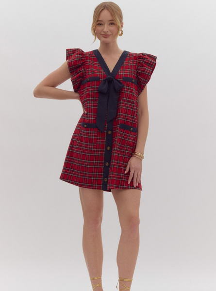 Plaid Button Dress