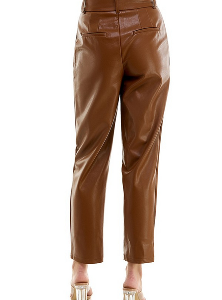 Cognac Leather Easy Pant