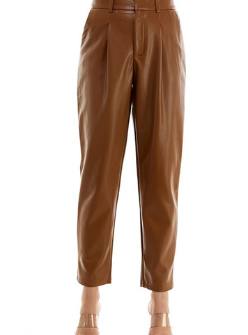 Cognac Leather Easy Pant - Tres Chic Boutique