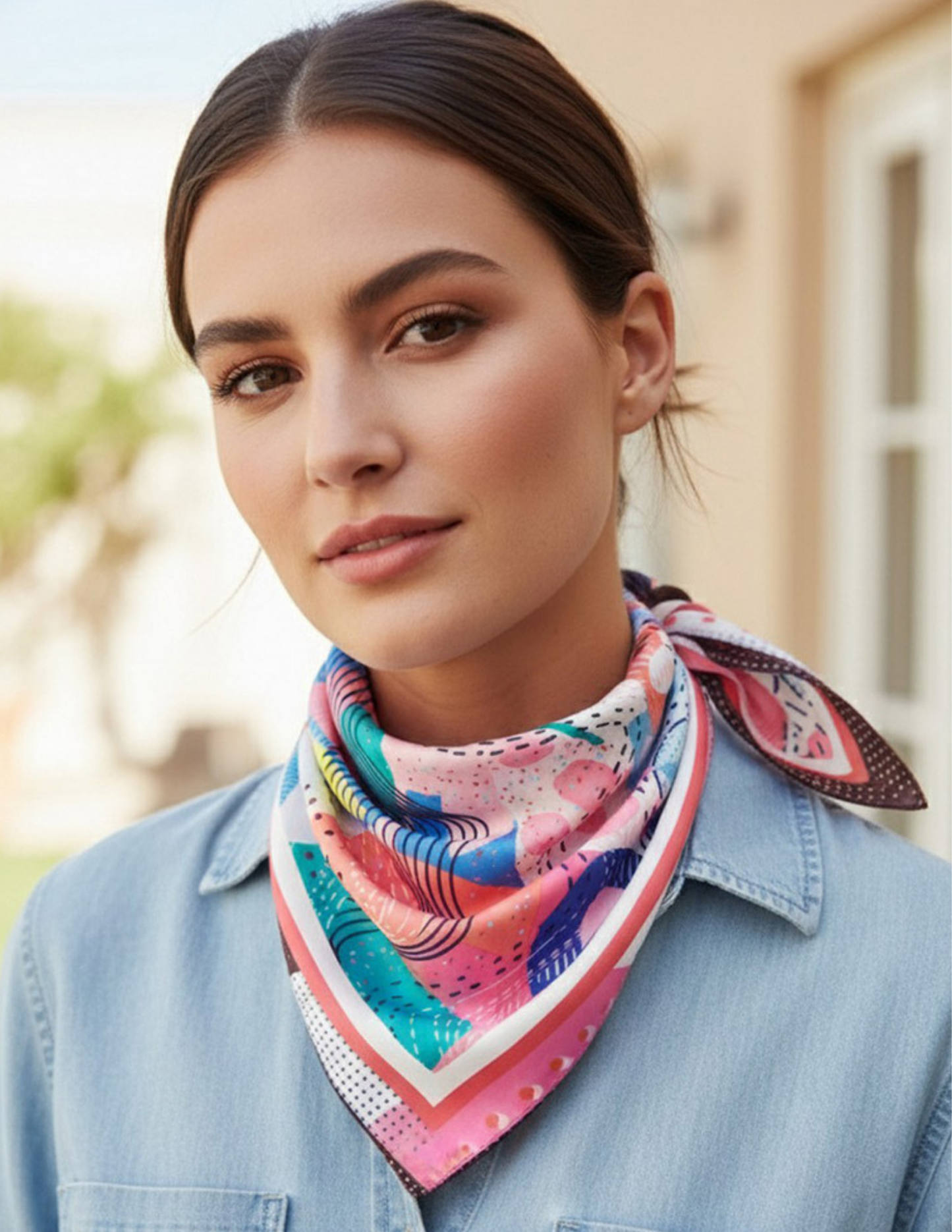Abstract Collage Print Square Bandana Scarf