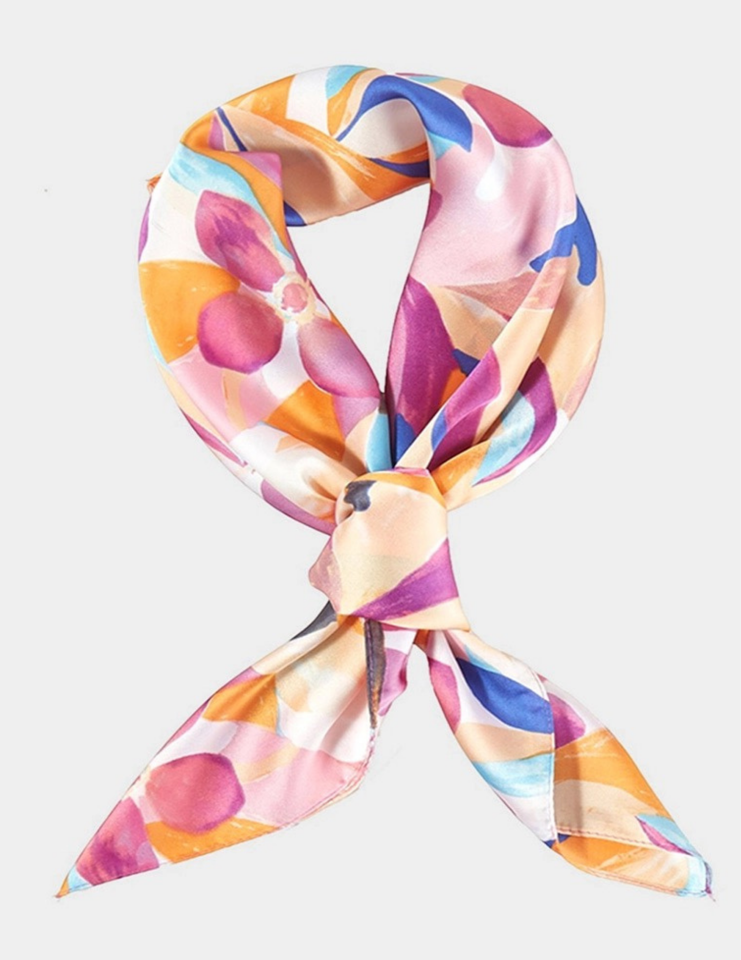 Abstract Tropical Bloom Printed Square Silky Satin Scarf