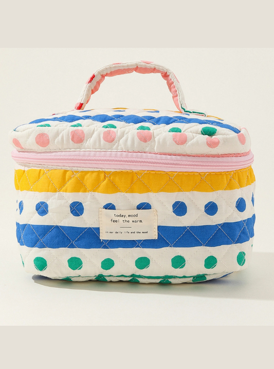 Color Block Quilted Cosmetic Containers Bag - Tres Chic Boutique